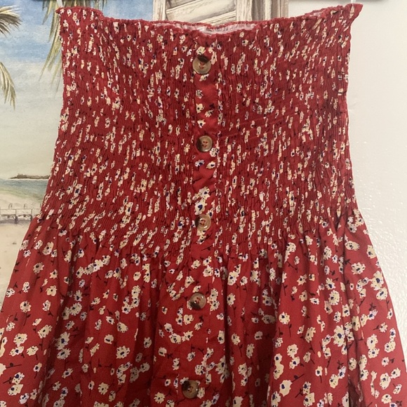 Strapless bandeau top elastic buttons down front flowy size xxl - Picture 2 of 5